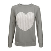 Women Love Heart Jacquard Round Neck Pullover Sweater | Zarnesh